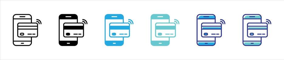 mobile payment icon set. mobile payment thin line and color style icon for your app and web vector
