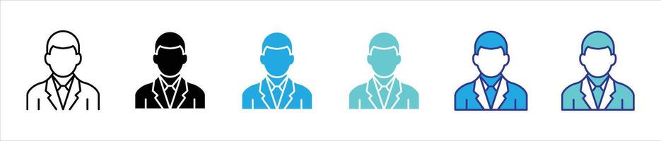 user icon set. containing avatar, profile thin line and color style for you app web symbol sign vector