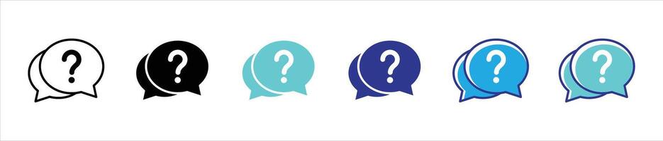 help icon set. question mark, speech bubble, chat, online support thin line and different color style icon for your app and web vector