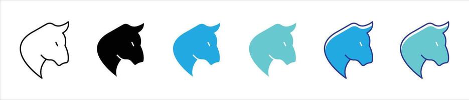 bull icon set. contain minimalist and bold symbol of strength, growth, market thin line and color style icon symbol sign vector