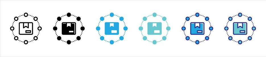 distribution thin line and color style icon set for your app and web vector