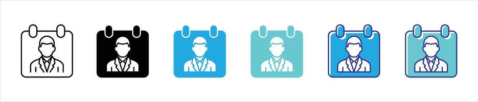 schedule icon set. professional profile calendar thin line and color style icon for your app web symbol sign vector