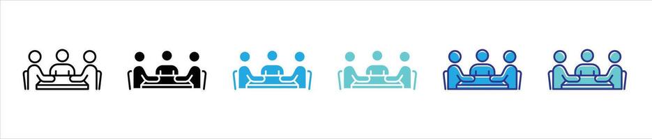 teamwork icon set. contain collaboration, connection, workspace, communication thin line and color style icon vector