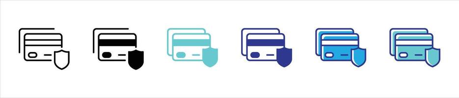 credit card icon set. credit card secure thin line and color style icon for your app and web vector
