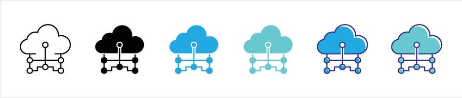 cloud computing icon set. containing data connectivity and the future of cloud infrastructure, icon thin line and color style symbol sign for your app and web vector