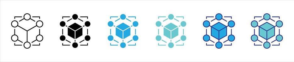 core of connection icon set. containing decentralized intelligence and network system in iconic form thin line and color style icon symbol sign for your app and web vector