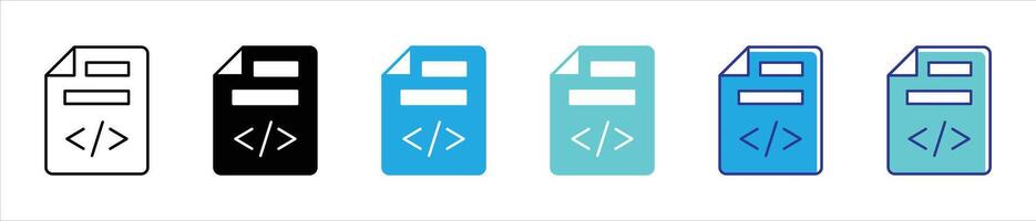 programming document icon set. contain representation of coding files and development documentation for digital project icon, thin line and color style symbol sign for your app web vector