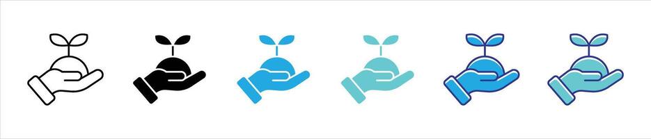 nature growth icon set. contain sustainability, care, and environmental responsibility thin line and color style icon symbol sign vector