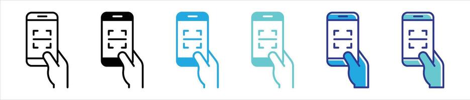mobile payment icon set. mobile scanning for payment thin line and color style, shopping payment for you app and web vector
