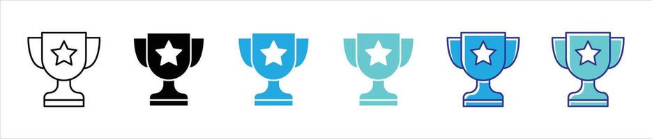 trophy icon set. containing celebrating excellence, achievement, victory thin line and color style icon for your app and web symbol sign vector