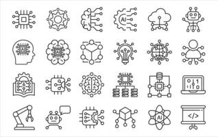 artificial intelligence icon set. contain machine learning, robotic, digital innovation, technology thin line icon symbol sign for your app and web vector