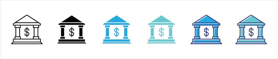 bank icon set. contain saving, investment, monetary transaction, financial institution thin line and color style icon symbol sign for your app and web vector