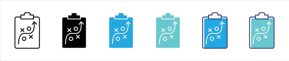 action plan icon set. contain clipboard strategy, game plan, tactical thin line and color style icon symbol sign vector