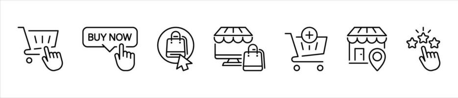 online shopping icons set. contain commerce, online retail excellence icon for your app and web vector