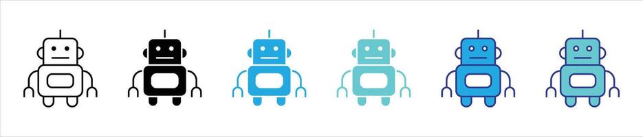 robot icon set. contain bot, AI thin line and color style icon symbol sign for your app and web vector