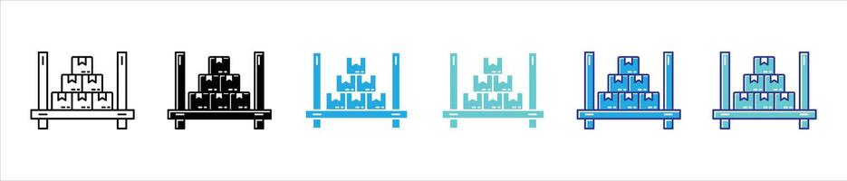 inventory icon set. contain package, storage, warehouse thin line and color style icon for your app and web vector