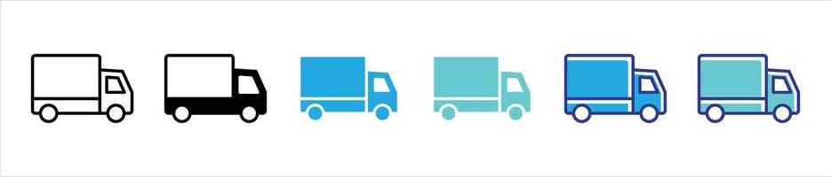 truck icon set. contain delivery truck, logistic, shipping, transportation thin line and color style icon for your app and web vector