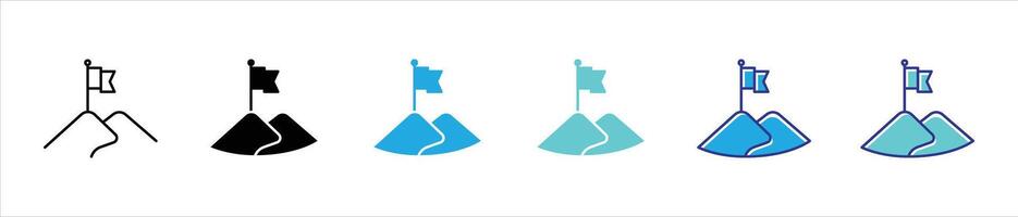goal icon set. containing target, mission, achievement, journey to the pinnacle of success with purpose and vision thin line and color style icon vector