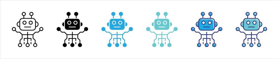 robot icon set. containing embodying the playful spirit of artificial intelligence and robotics, icon thin line and color style symbol sign for your app and web vector