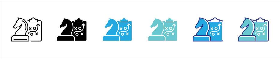 strategy icon set. contain planning, success, tactical path thin line icon vector