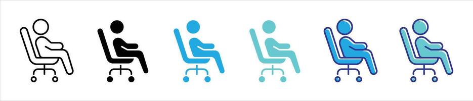 seating icon set. containing relaxation, comfort, ergonomic, workspace thin line and color style icon symbol sign for your app and web vector
