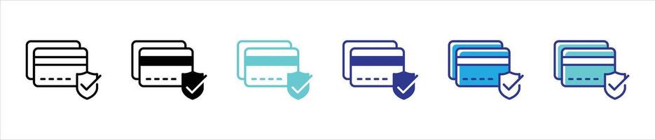 credit card icon set. secure payment thin line and color style icon for your app and web vector