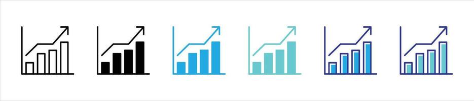 chart icon set. containing growth, analytic thin line and color style icon symbol sign vector