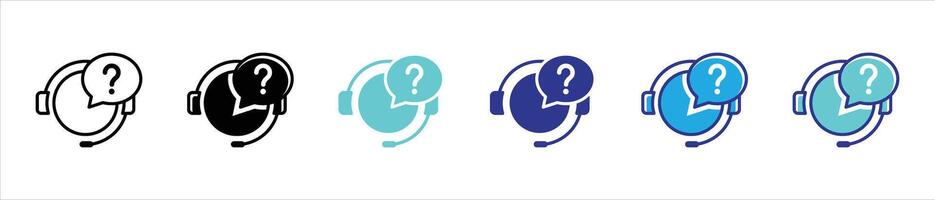 customer support icon set. operator, call center, help thin line and different style color icon for your app and web vector