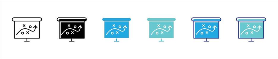 strategy icon set. contain action plan, marketing, business, tactical, dynamic strategy presentation thin line and color style icon for your app and web vector
