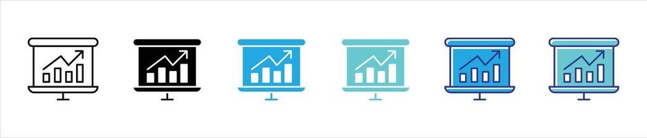 growth icon set. containing analytic, data visualization, performance, data monitoring, statistic thin line and color style icon for your app and web vector
