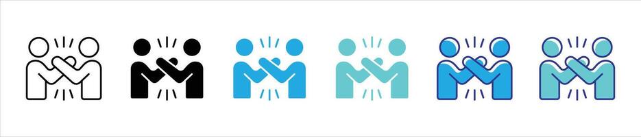 partnership icon set. containing trust, connection, strength of solidarity through a warm handshake thin line and color style icon symbol sign vector