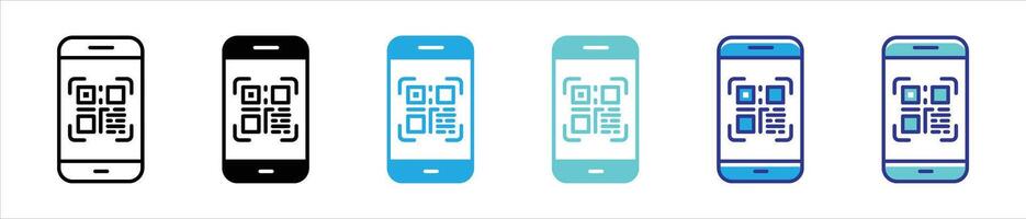 scanning code icon set. contain payment, mobile payment, QR code, mobile phone payment QR code thin line and color style icon for you app and web vector