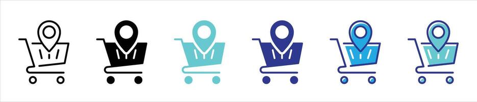 store location icon set. shop location thin line and different color style icon vector