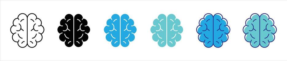brain icon set. containing neuron nexus, brain depicting intelligence, creativity thin line and color style icon symbol sign for your app and web vector