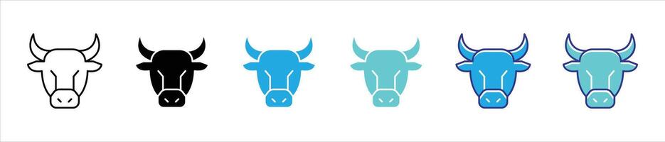 bull icon set. contain minimalist and bold symbol of strength, growth, market thin line and color style icon symbol sign for your app and web vector