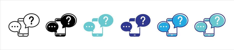 online support icon set. speech bubble, help, chat thin line and different color style icon for your app and web vector