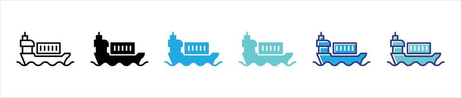 cargo ship icon set. contain logistic, transportation, sipping delivery thin line and color style icon for your app and web vector