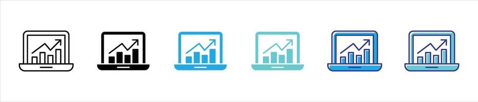 growth icon set. containing analytic, data visualization, performance, data monitoring thin line and color style icon for your app and web vector
