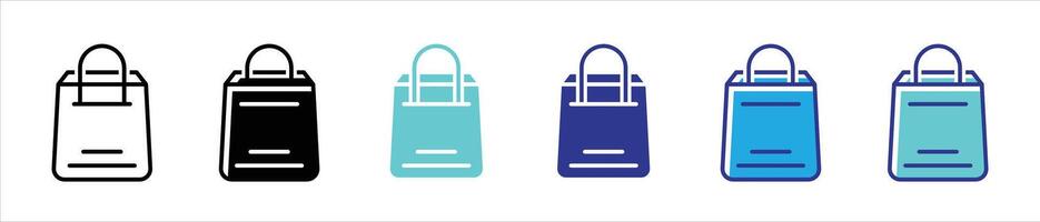 shopping bag icon set. package thin line and different color style icon for your app and web vector