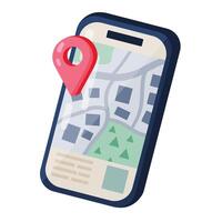 Smartphone Navigation Map Pin Locator App vector