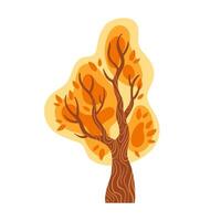 illustration features a stunning autumn tree with vibrant orange, red, and yellow leaves. Its intricate details capture the essence of fall, making it ideal for seasonal designs and decorations vector