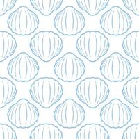 A seamless pattern of outlined shells that elegantly showcases the exquisite shape and nautical style. This minimalist design highlights the beauty, perfect for backgrounds, textiles vector