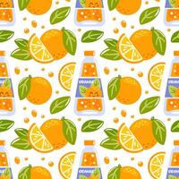 Orange fruits and bottles design vector