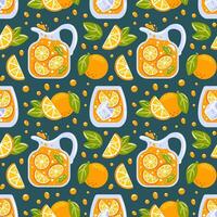 Colorful citrus pattern design with lemonade vector