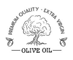 illustration features an olive oil label adorned with a beautiful olive tree design. It captures the essence of nature and Mediterranean charm, ideal for showcasing premium quality and authenticity. vector