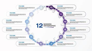 Twelve infographic for presentation. vector