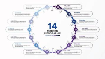 Infographic with 14 steps and number, process or options. vector