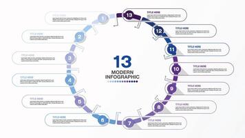 Infographic with 13 steps and number, process or options. vector