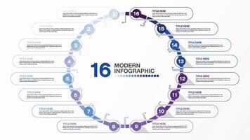 Infographic for presentation, 16 process. vector