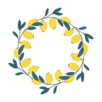 Decorative lemon wreath, perfect for summer designs vector
